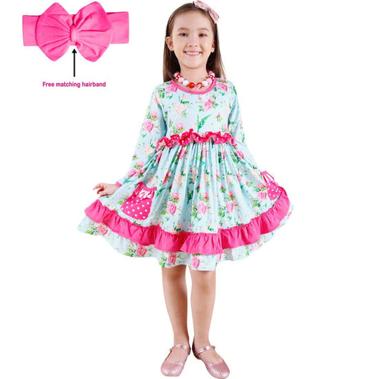 Rose Floral Twirl Dress - Angeline Kids
