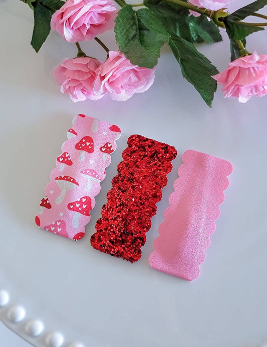 Mushie Love 2.5" Rectangle Scallop Snap Clip 3 pack