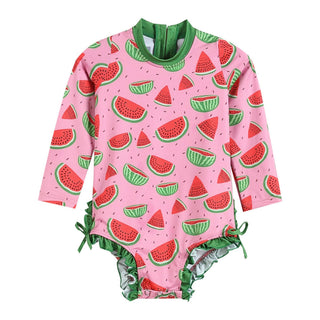 Watermelon Long Sleeve Ruffle Swimsuit - Lil Cactus