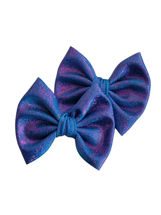 Holographic Fuchsia & Turquoise Savannah Bow Piggies Set