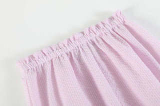 Pink Seersucker Bow 2pc Set