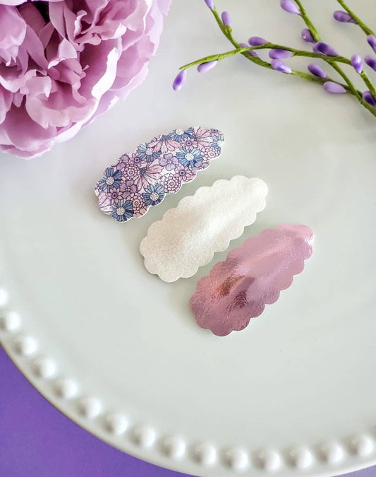 Moody Purple 2.5" Scallop Teardrop Snap Clip 3pack