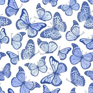 Periwinkle Ribbed Top & Blue Butterflies Split Skirt