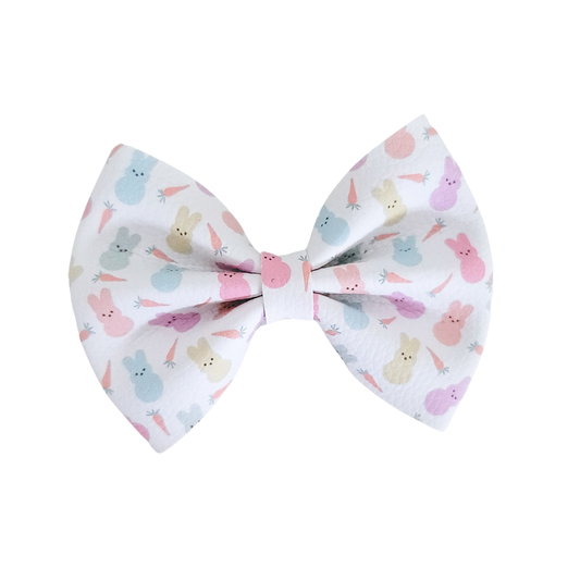 Luna Hair Bow | Vegan Leather Bow | Marshmallow Bunnies