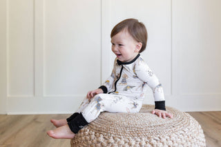 Black & Gold Puppy Football Zipper Romper