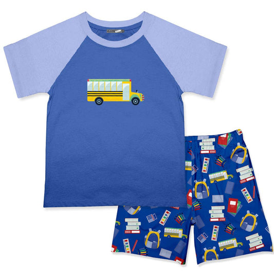 Marina Blue Crewneck Tee & School Rocks Pocket Shorts