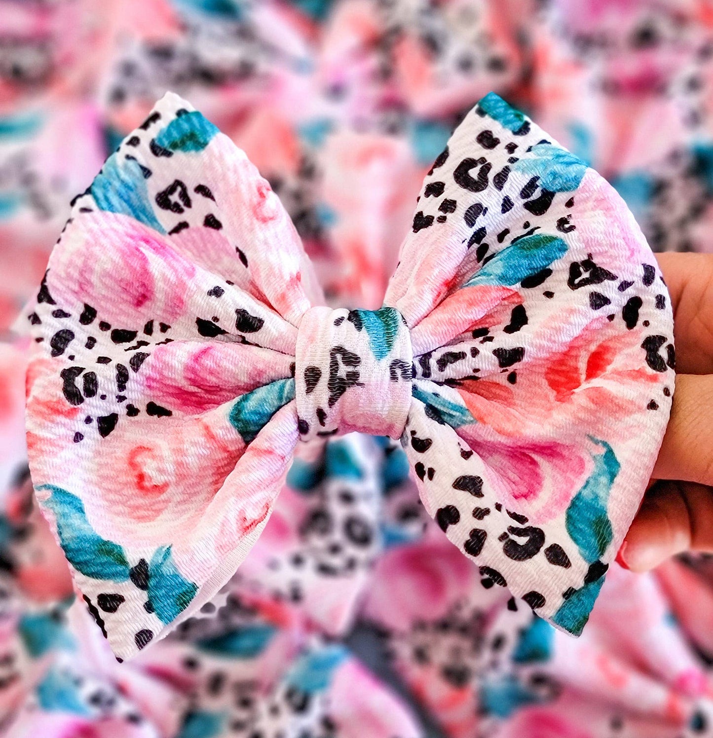 Roses and Leopard Savannah Bow