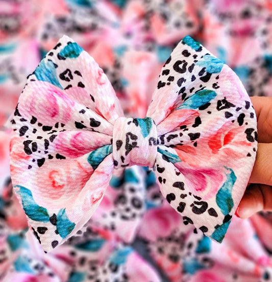 Roses and Leopard Savannah Bow