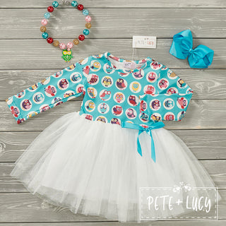 Vibrant Owls Tulle Dress