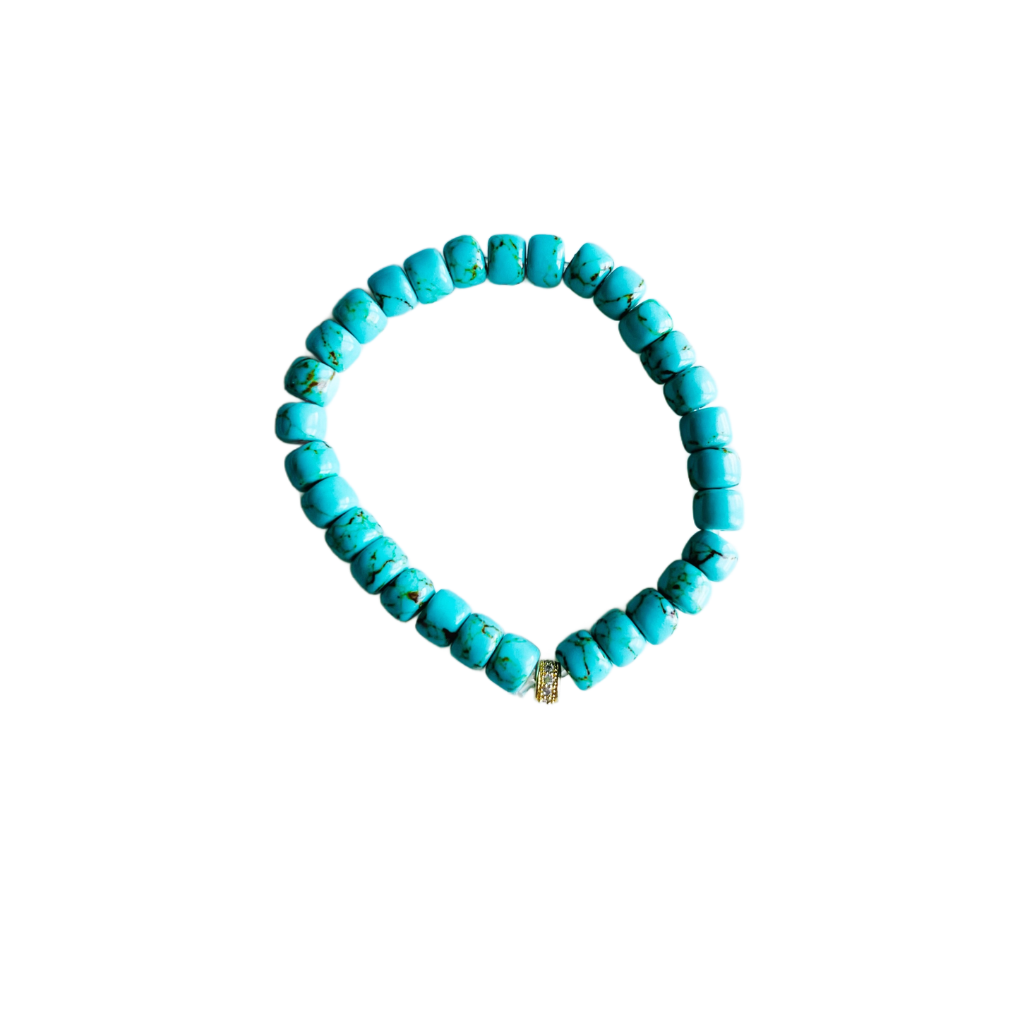 Candy Stretch Bracelet - Dainty Turquoise with Brown Veins