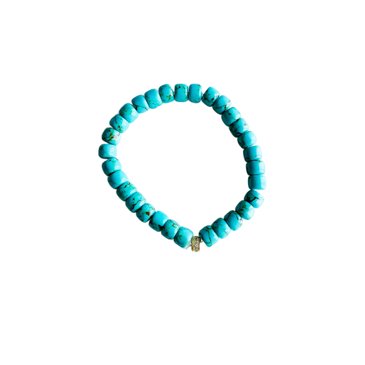 Candy Stretch Bracelet - Dainty Turquoise with Brown Veins