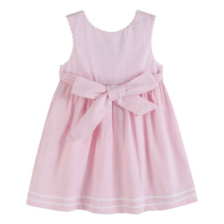 Pink Seersucker Pom Pom Flipflops Dress