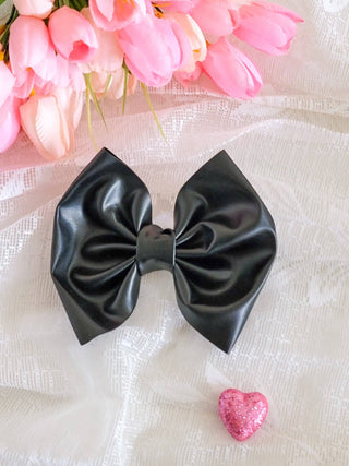 Black Leatherette Bow