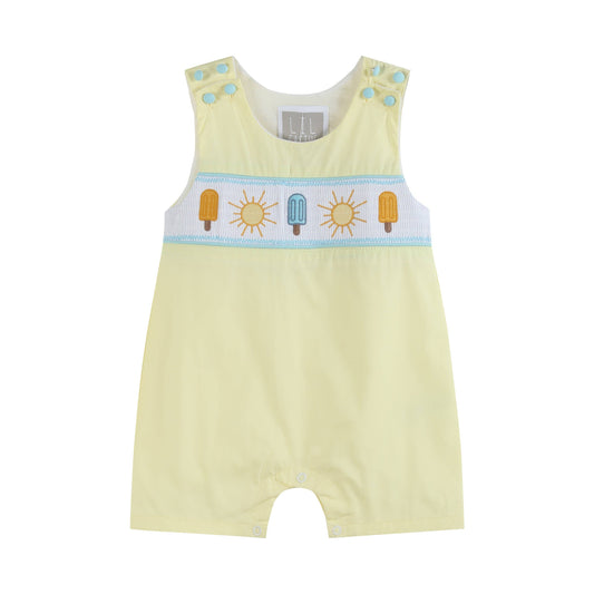 Yellow Popsicle Smocked Shortalls