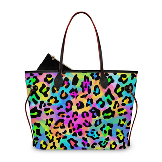 Rainbow Leopard Neverfull Bag with Black Zip Wallet