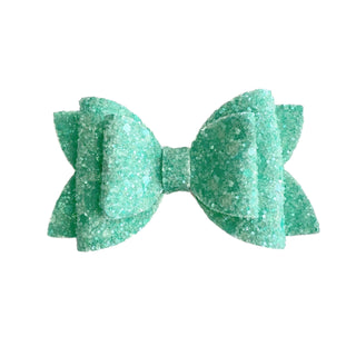 Teal Sea Glass Glitter Bow