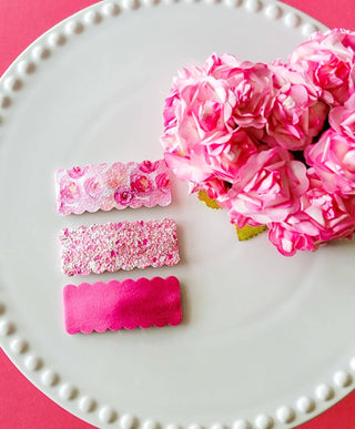Love Sweet Love 2.5" Rectangle Scallop Snap Clip 3pk