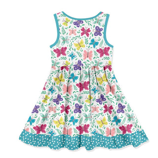 Turquoise Bonnie Butterfly Sleeveless Button-Front Dress