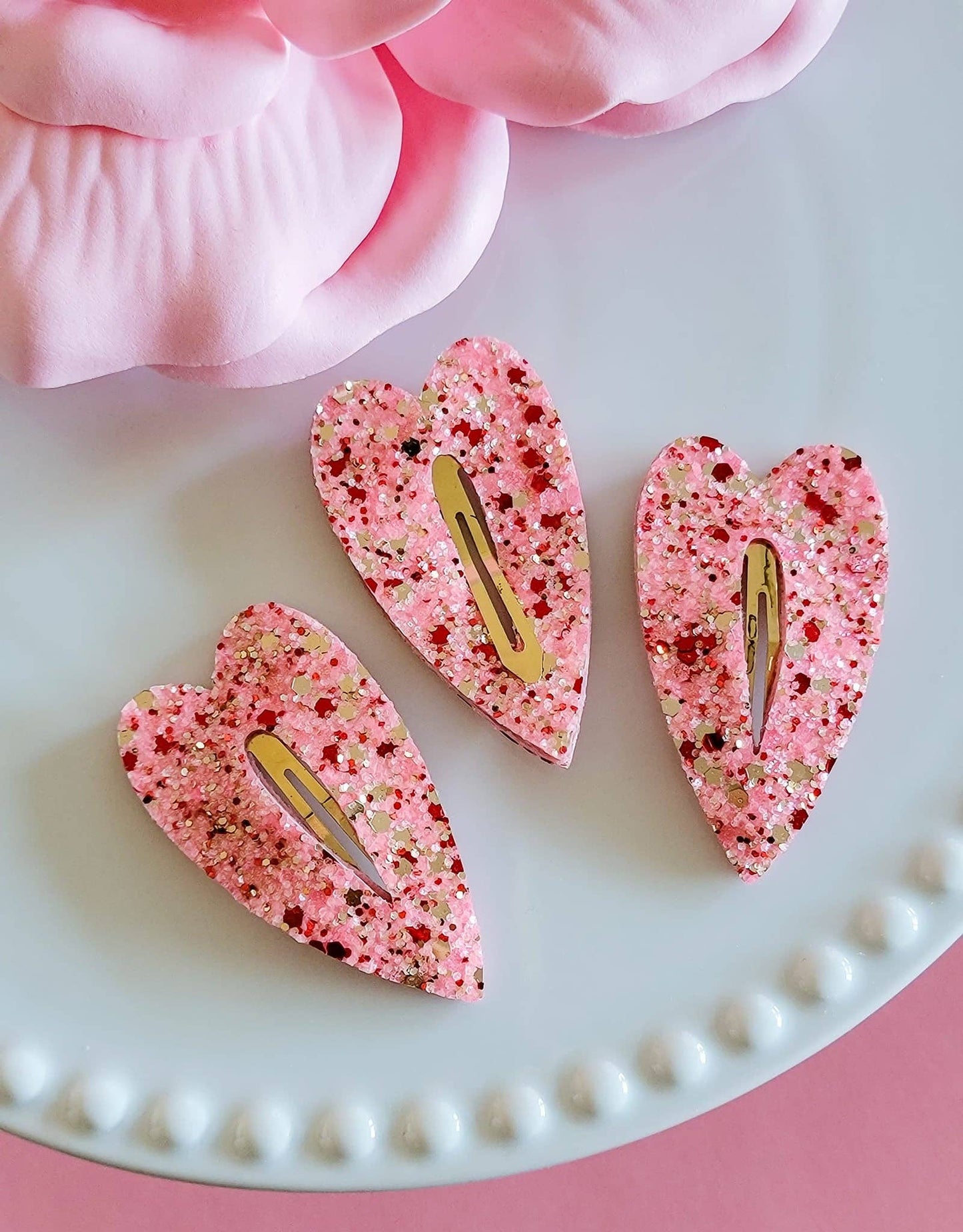 Heart Snap Clip-Sugar Lips Glitter