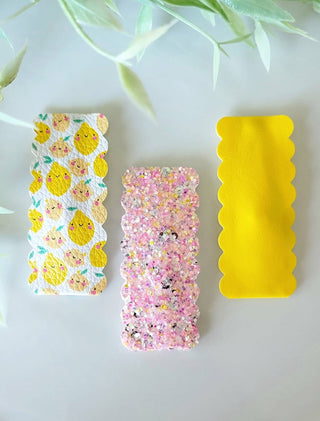 Cute Lemons - 2.5" Rectangle Scallop Snap Clip 3pak