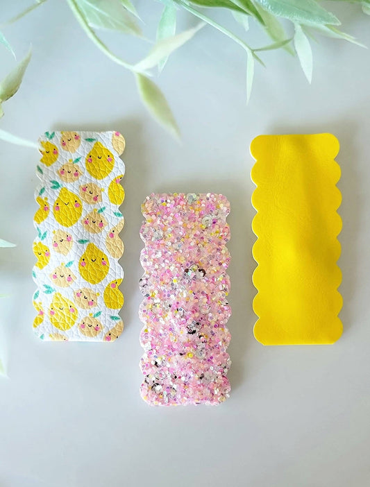 Cute Lemons - 2.5" Rectangle Scallop Snap Clip 3pak