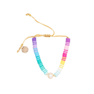 Freshwater Pearl and Heishi Beaded Adjustable Bracelet