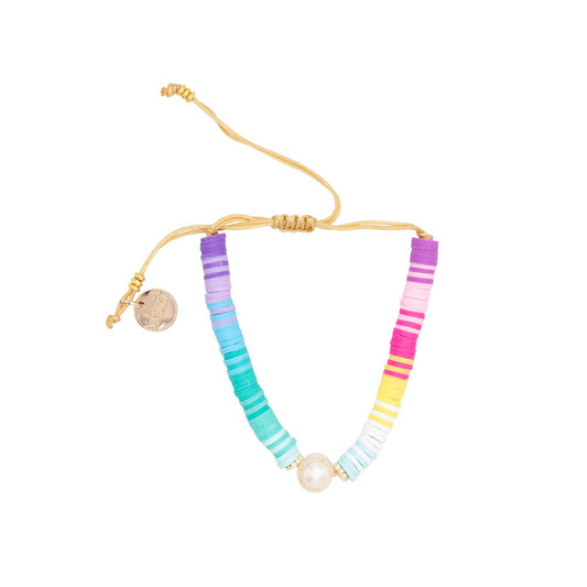 Freshwater Pearl and Heishi Beaded Adjustable Bracelet