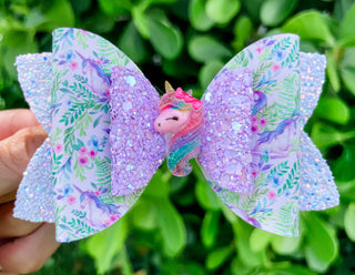Glittery Unicorn Hair Bow