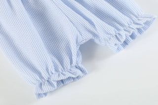 Blue Seersucker Bow 2pc Set