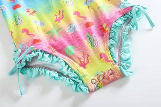 Rainbow Sea Creatures Ruffle Swimsuit - Lil Cactus