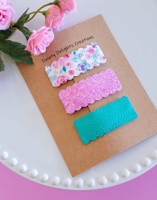 Wispy Rose Garden Snap Clip 3 pk 2.5" rectangle