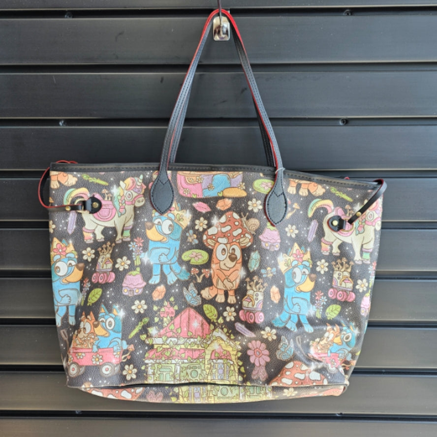 Bluey Cottage Neverfull Bag with Black Wallet