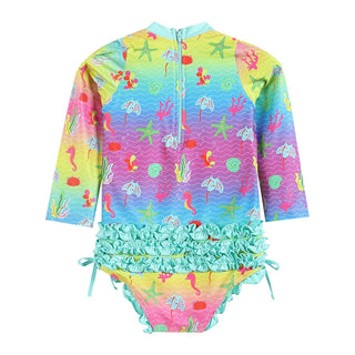 Rainbow Sea Creatures Ruffle Swimsuit - Lil Cactus