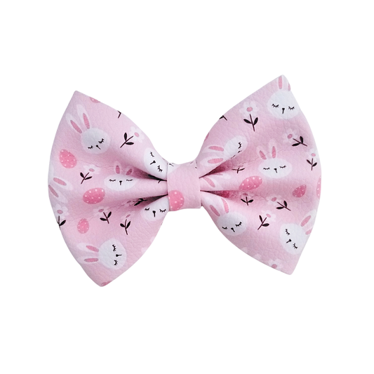 Luna Hair Bow | Vegan Leather Bow | Sweet Pink Bunnies