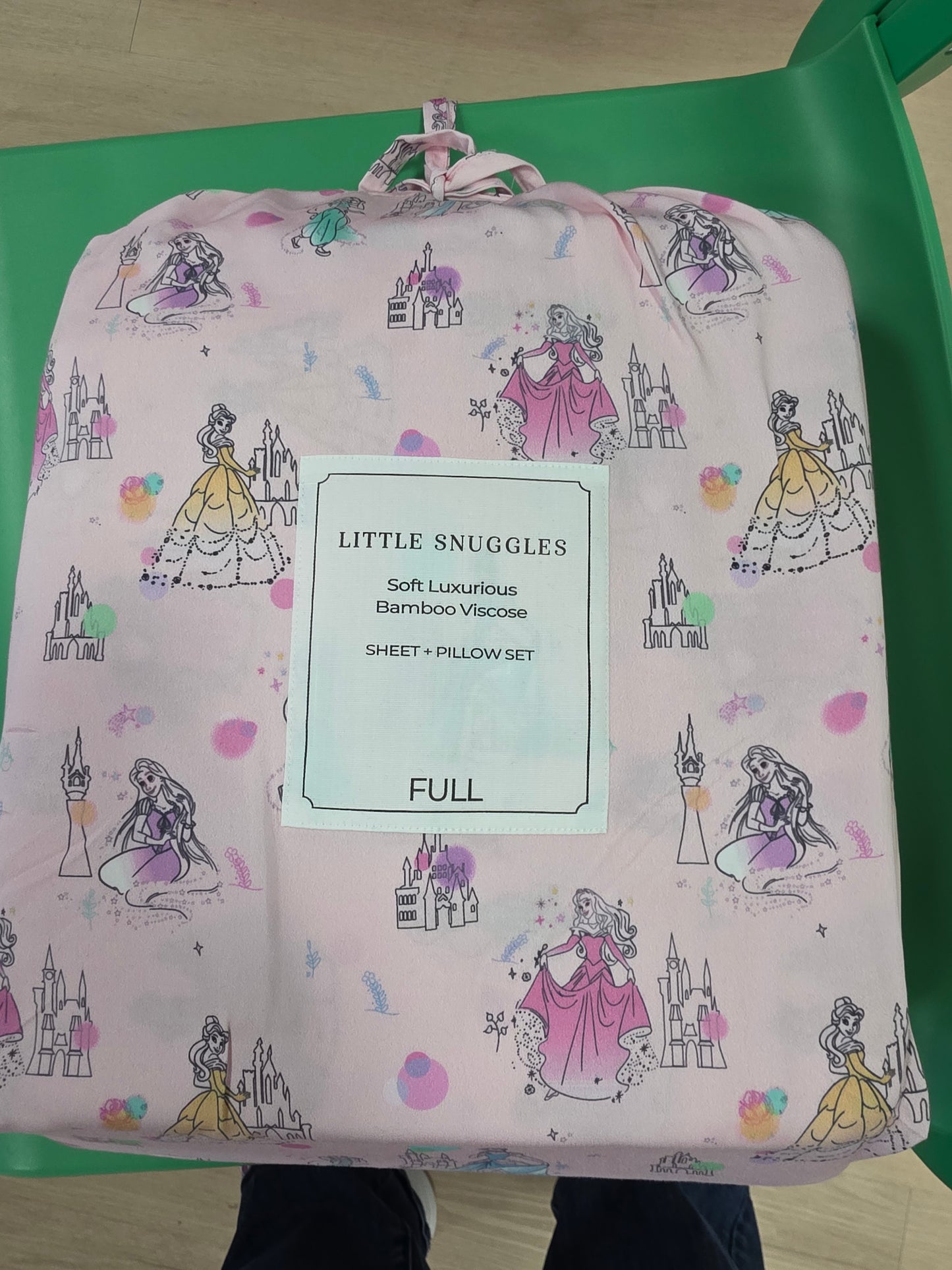 Pink Princess Castle Bamboo Full Sheet Set