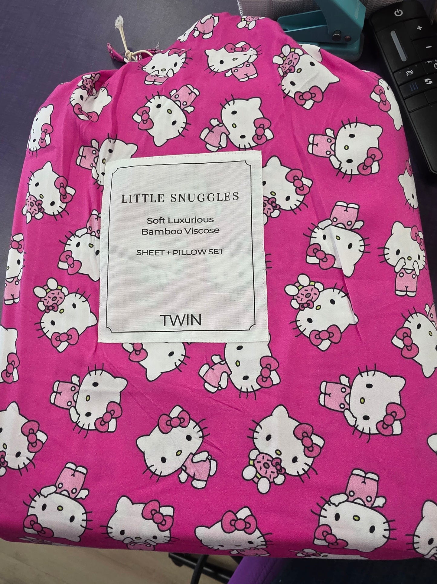 Hello Cutie Bamboo Twin Sheet Set