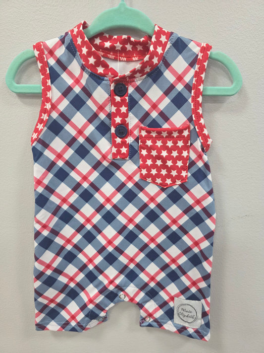 Red, White, & Navy Romper