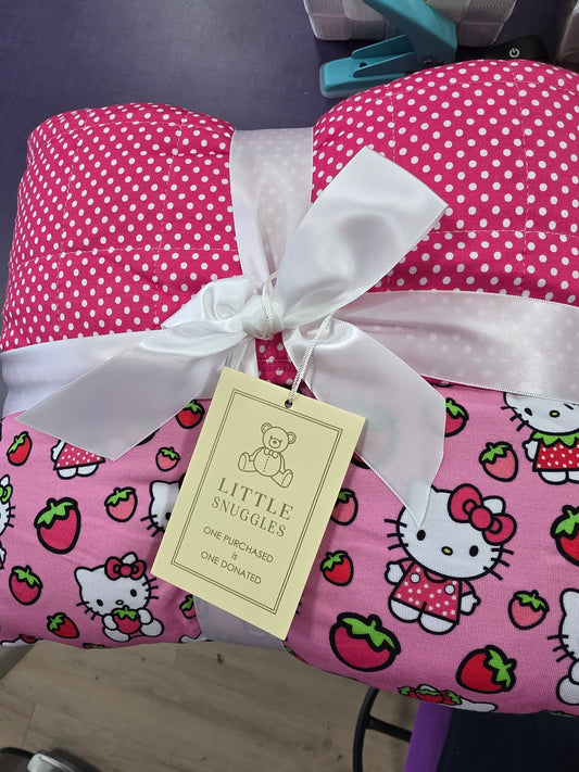 Hello Cutie Strawberry Double Quilted Large Bamboo Blanket