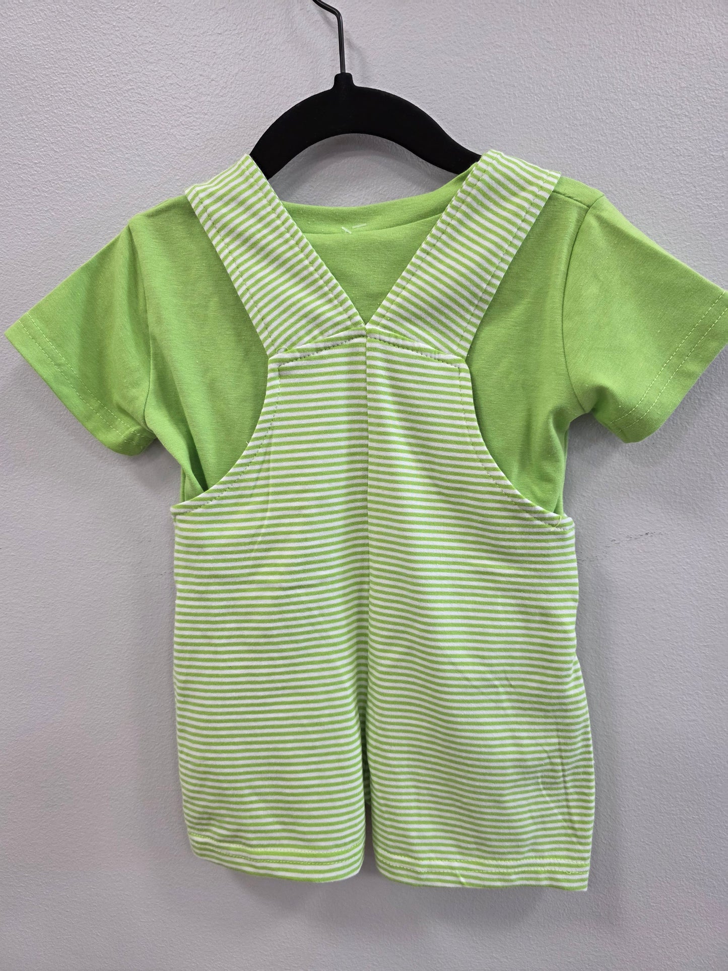 Lime/White Stripe Lion Overalls with Lime Color Shirt