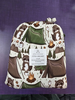 Raccoon Camping Crib sheet