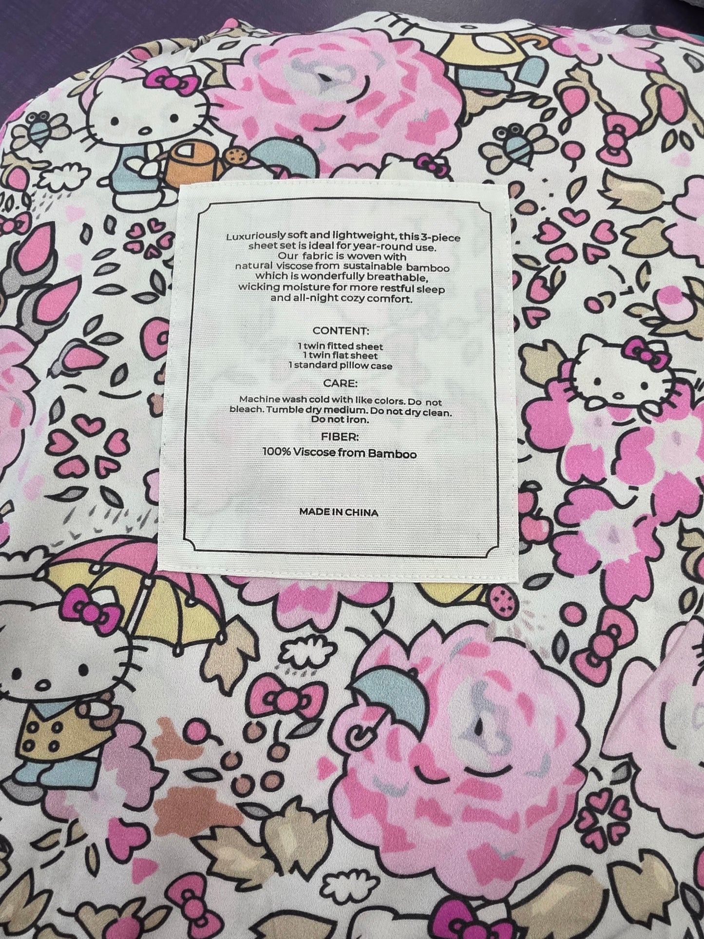 Garden Kitty Bamboo Twin Sheet Set
