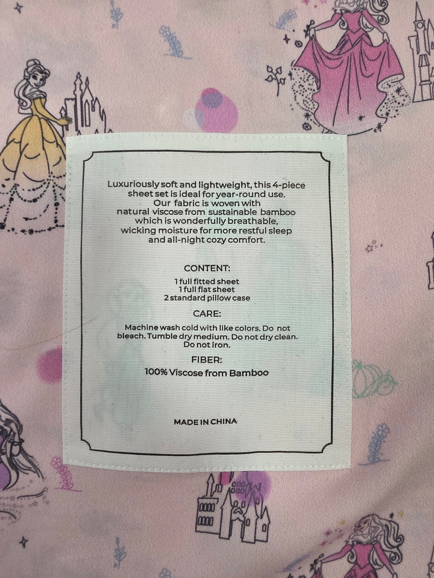 Pink Princess Castle Bamboo Full Sheet Set