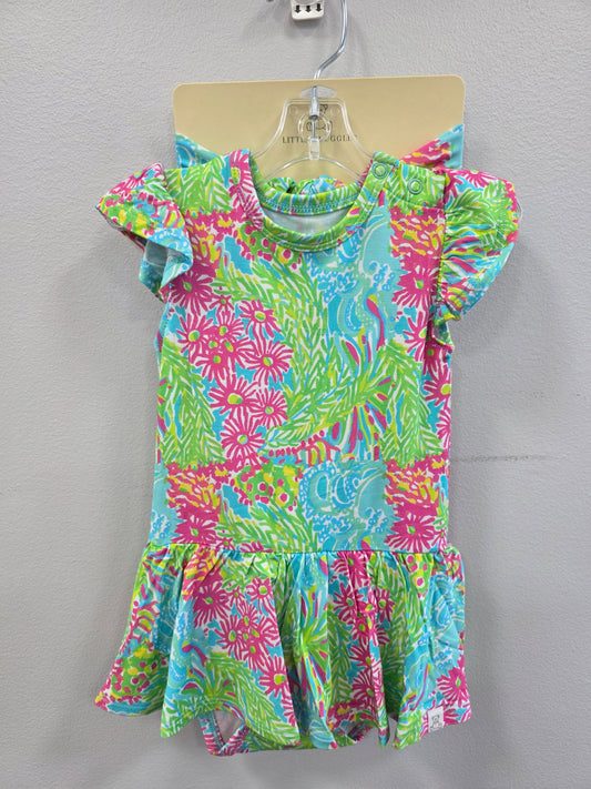 Coral Breeze Bamboo Twirl Bodysuit with Matching Headband