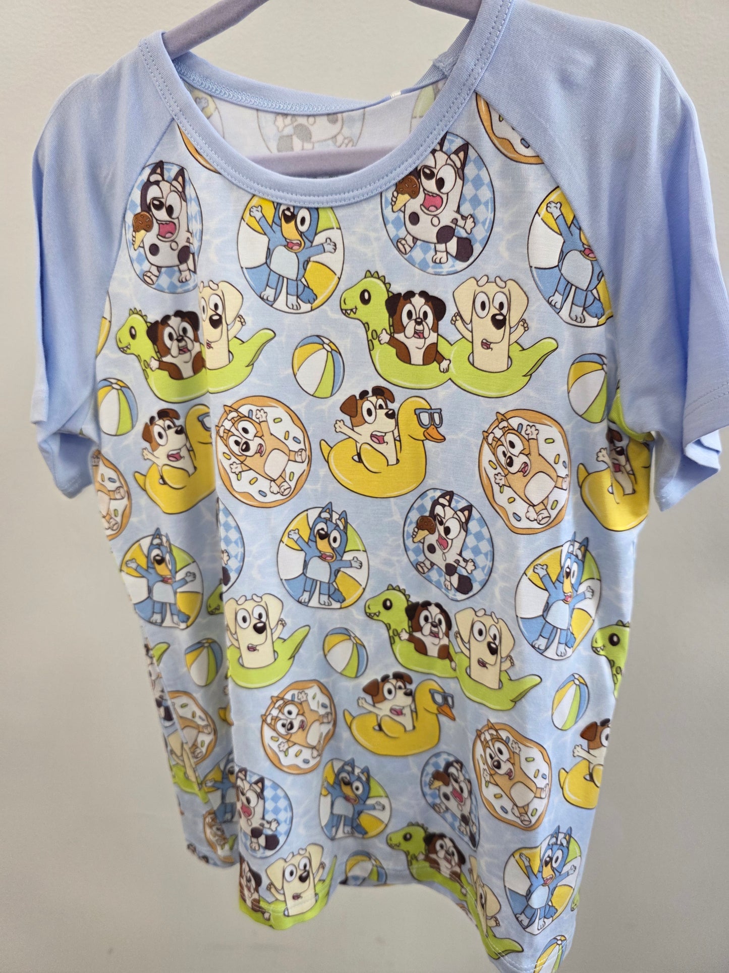 Blue Pool Pups Bamboo Raglan