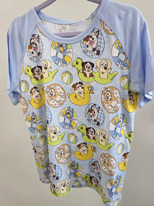Blue Pool Pups Bamboo Raglan