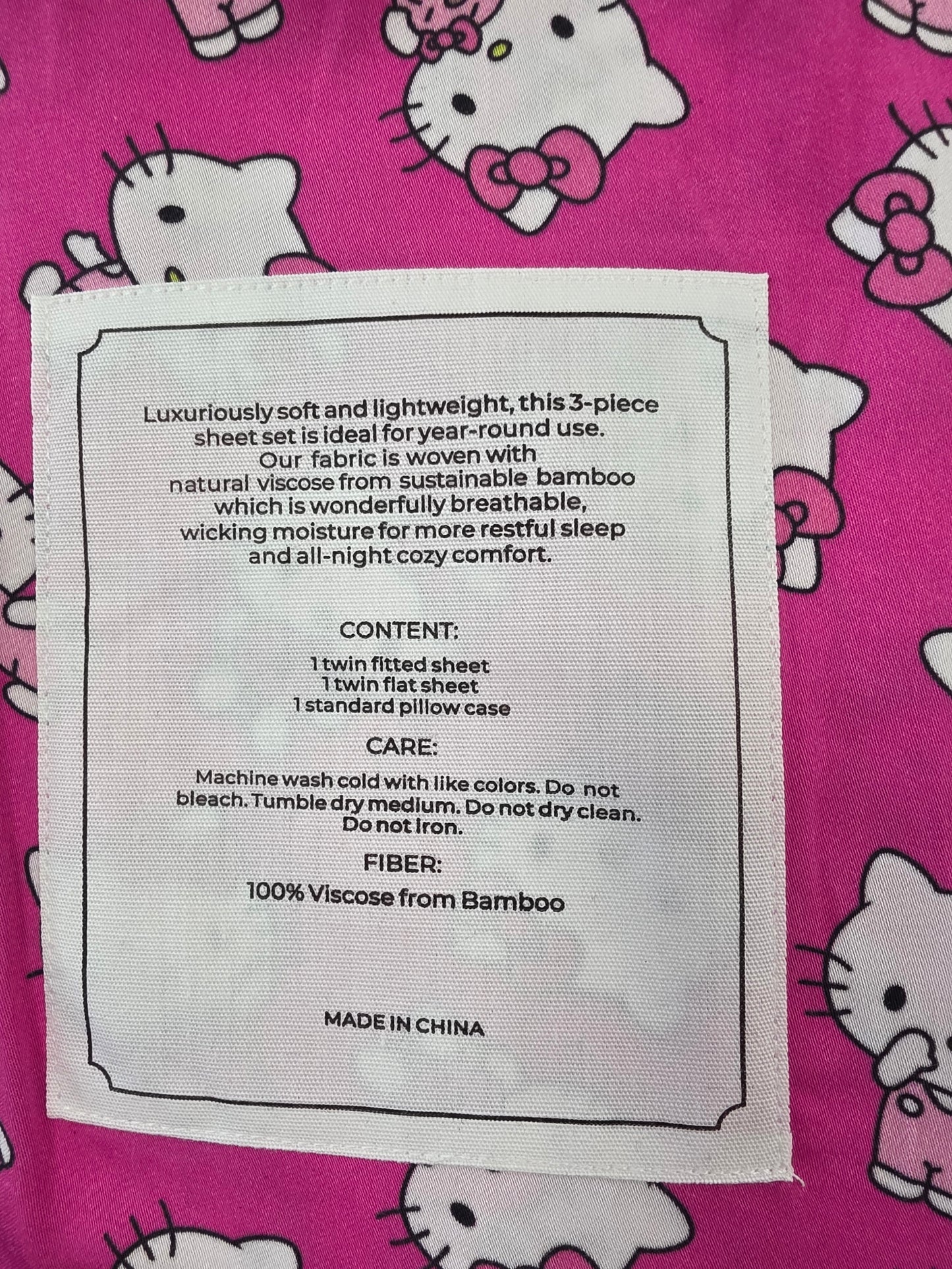 Hello Cutie Bamboo Twin Sheet Set