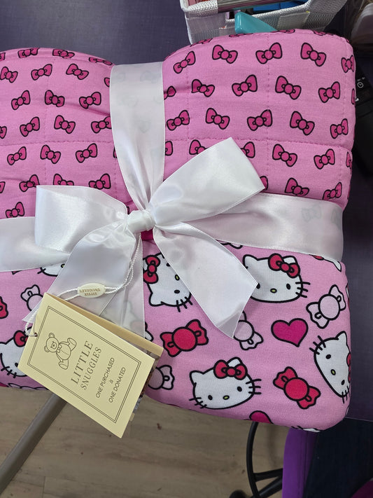 Hello Cutie Bow Double Quilted Large Bamboo Blanket