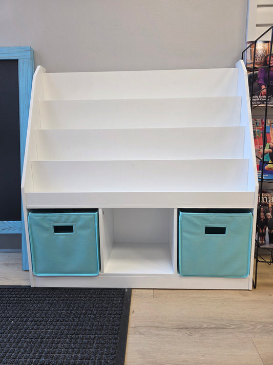 River Ridge Kids Bookrack with 3 Cubbies and 2 Aqua Bins