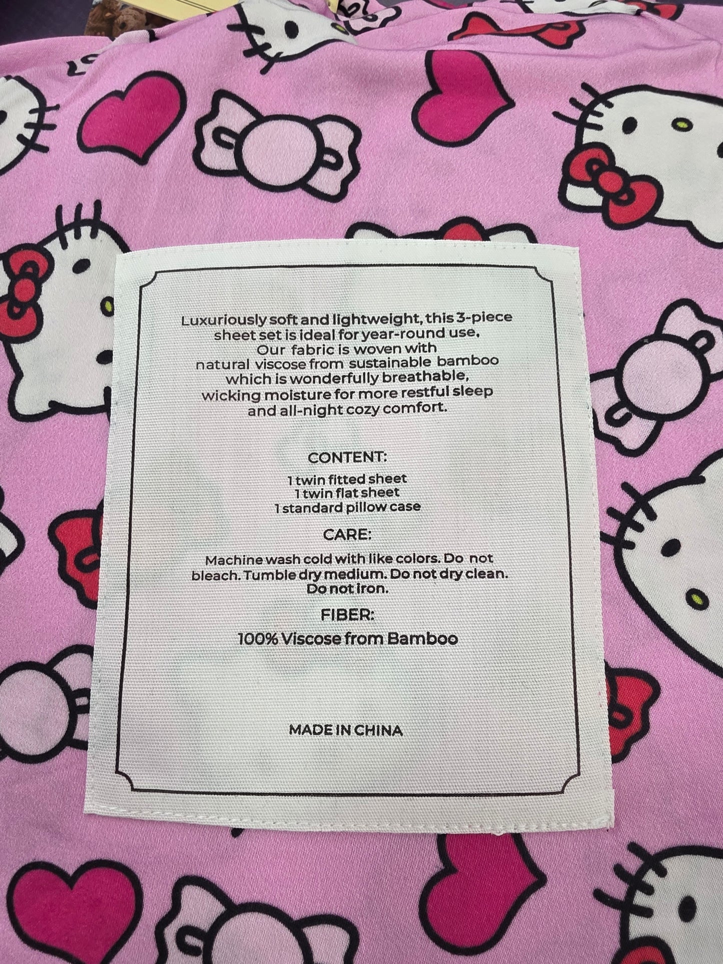 Hello Cutie Bows Bamboo Twin Sheet Set