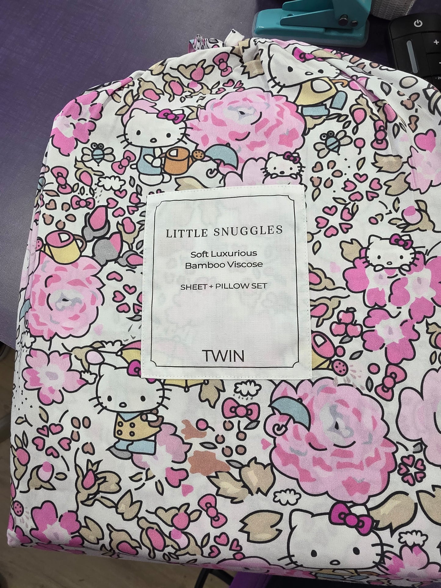 Garden Kitty Bamboo Twin Sheet Set